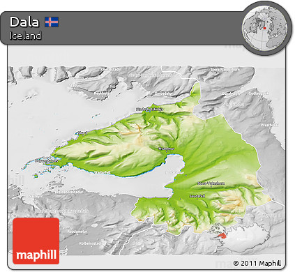 Physical 3D Map of Dala, lighten, desaturated