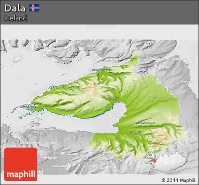 Physical 3D Map of Dala, lighten, desaturated
