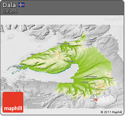 Physical 3D Map of Dala, lighten, desaturated