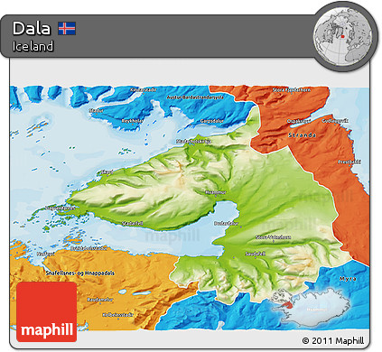 Physical 3D Map of Dala, political outside