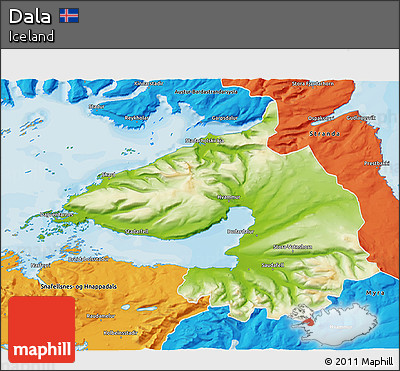 Physical 3D Map of Dala, political outside