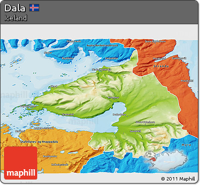 Physical 3D Map of Dala, political outside