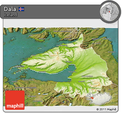 Physical 3D Map of Dala, satellite outside