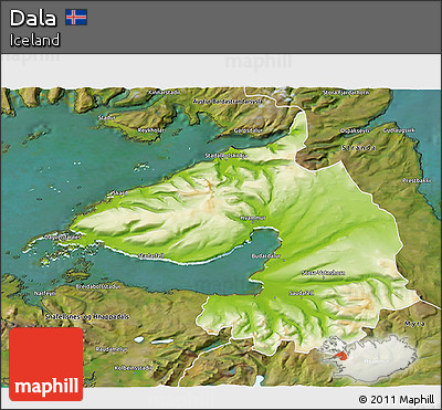 Physical 3D Map of Dala, satellite outside