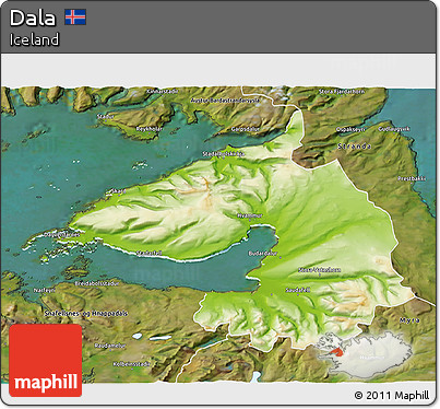 Physical 3D Map of Dala, satellite outside