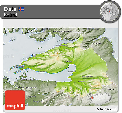 Physical 3D Map of Dala, semi-desaturated