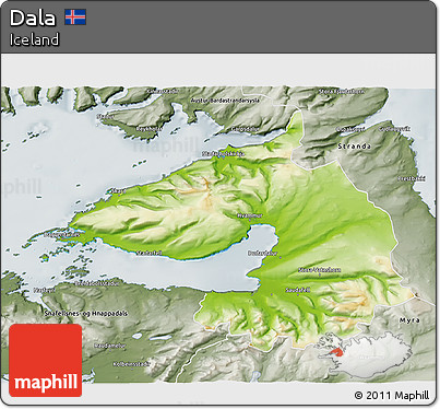 Physical 3D Map of Dala, semi-desaturated