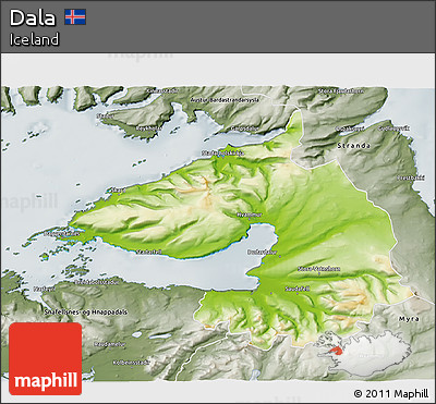 Physical 3D Map of Dala, semi-desaturated