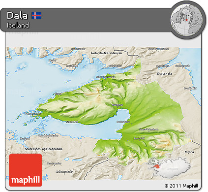 Physical 3D Map of Dala, shaded relief outside