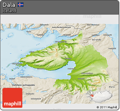Physical 3D Map of Dala, shaded relief outside