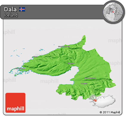 Political 3D Map of Dala, cropped outside