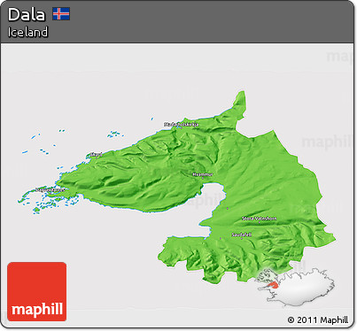 Political 3D Map of Dala, cropped outside