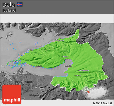 Political 3D Map of Dala, darken, desaturated