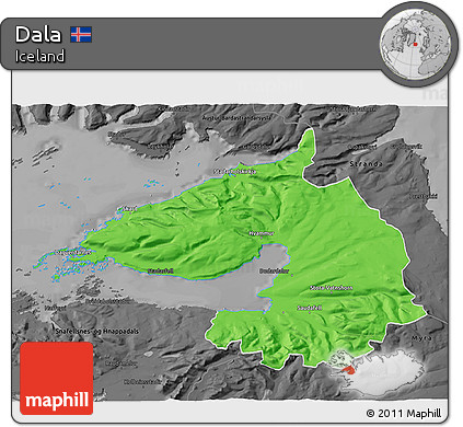Political 3D Map of Dala, darken, desaturated