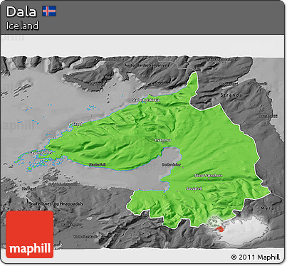 Political 3D Map of Dala, darken, desaturated