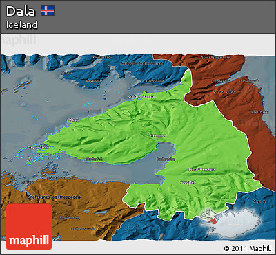 Political 3D Map of Dala, darken