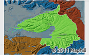 Political 3D Map of Dala, darken