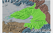 Political 3D Map of Dala, darken, semi-desaturated