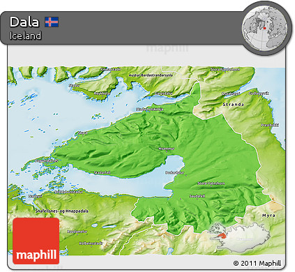Political 3D Map of Dala, physical outside