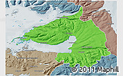 Political 3D Map of Dala, semi-desaturated