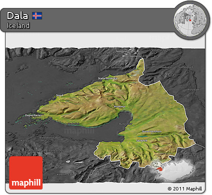 Satellite 3D Map of Dala, darken, desaturated