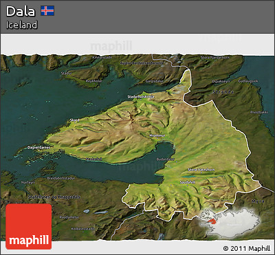 Satellite 3D Map of Dala, darken
