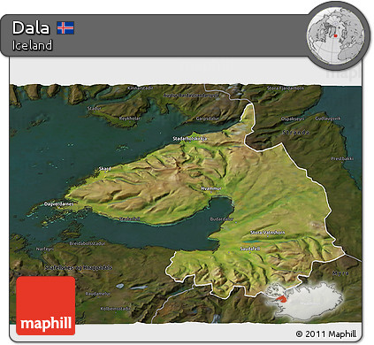 Satellite 3D Map of Dala, darken