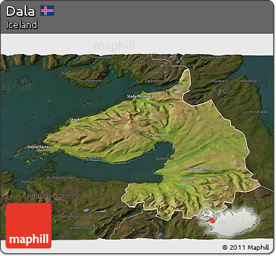 Satellite 3D Map of Dala, darken