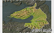 Satellite 3D Map of Dala, darken, semi-desaturated