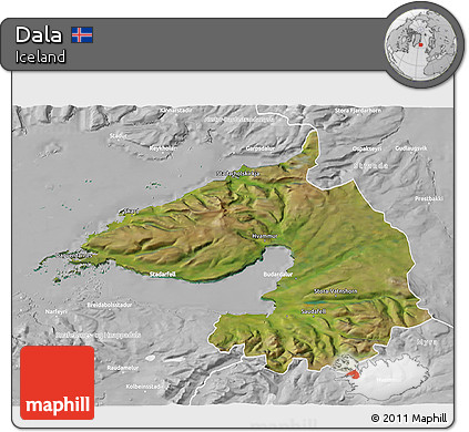 Satellite 3D Map of Dala, lighten, desaturated