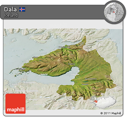 Satellite 3D Map of Dala, lighten