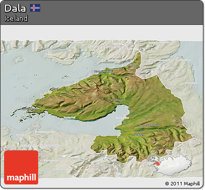Satellite 3D Map of Dala, lighten
