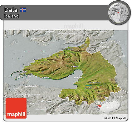 Satellite 3D Map of Dala, lighten, semi-desaturated