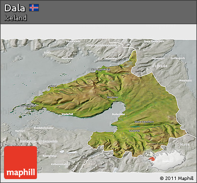 Satellite 3D Map of Dala, lighten, semi-desaturated