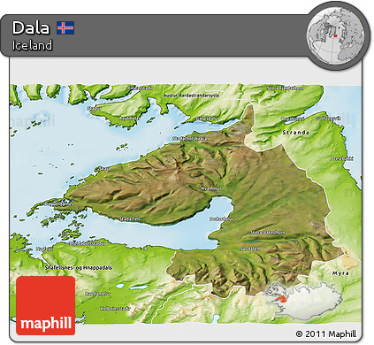 Satellite 3D Map of Dala, physical outside