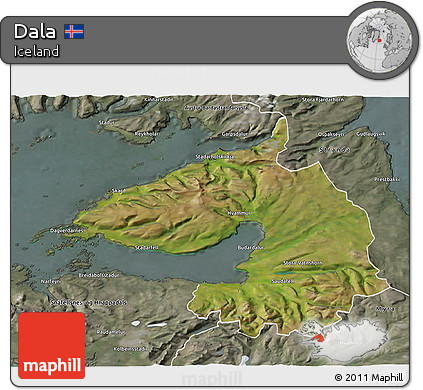 Satellite 3D Map of Dala, semi-desaturated
