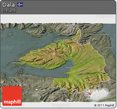 Satellite 3D Map of Dala, semi-desaturated