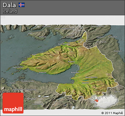 Satellite 3D Map of Dala, semi-desaturated