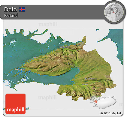 Satellite 3D Map of Dala, single color outside