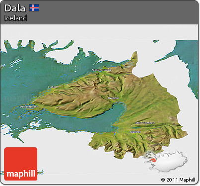 Satellite 3D Map of Dala, single color outside