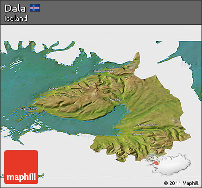 Satellite 3D Map of Dala, single color outside