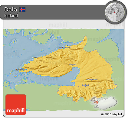 Savanna Style 3D Map of Dala, single color outside