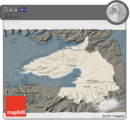 Shaded Relief 3D Map of Dala, darken