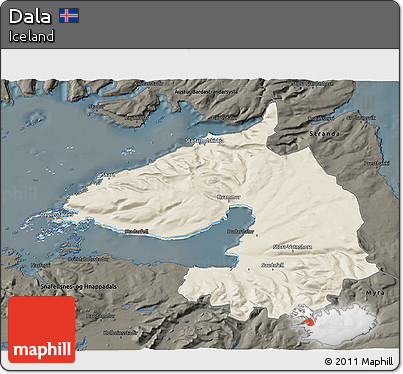 Shaded Relief 3D Map of Dala, darken