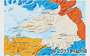 Shaded Relief 3D Map of Dala, political outside