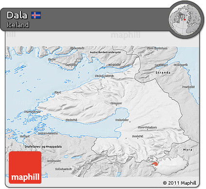 Silver Style 3D Map of Dala