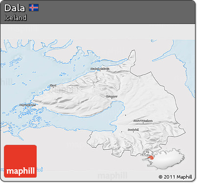Silver Style 3D Map of Dala, single color outside
