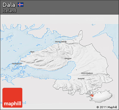 Silver Style 3D Map of Dala, single color outside