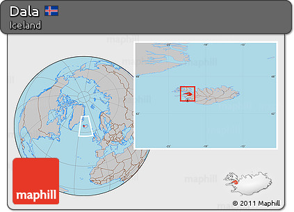 Gray Location Map of Dala, within the entire country