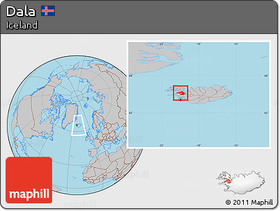 Gray Location Map of Dala, within the entire country